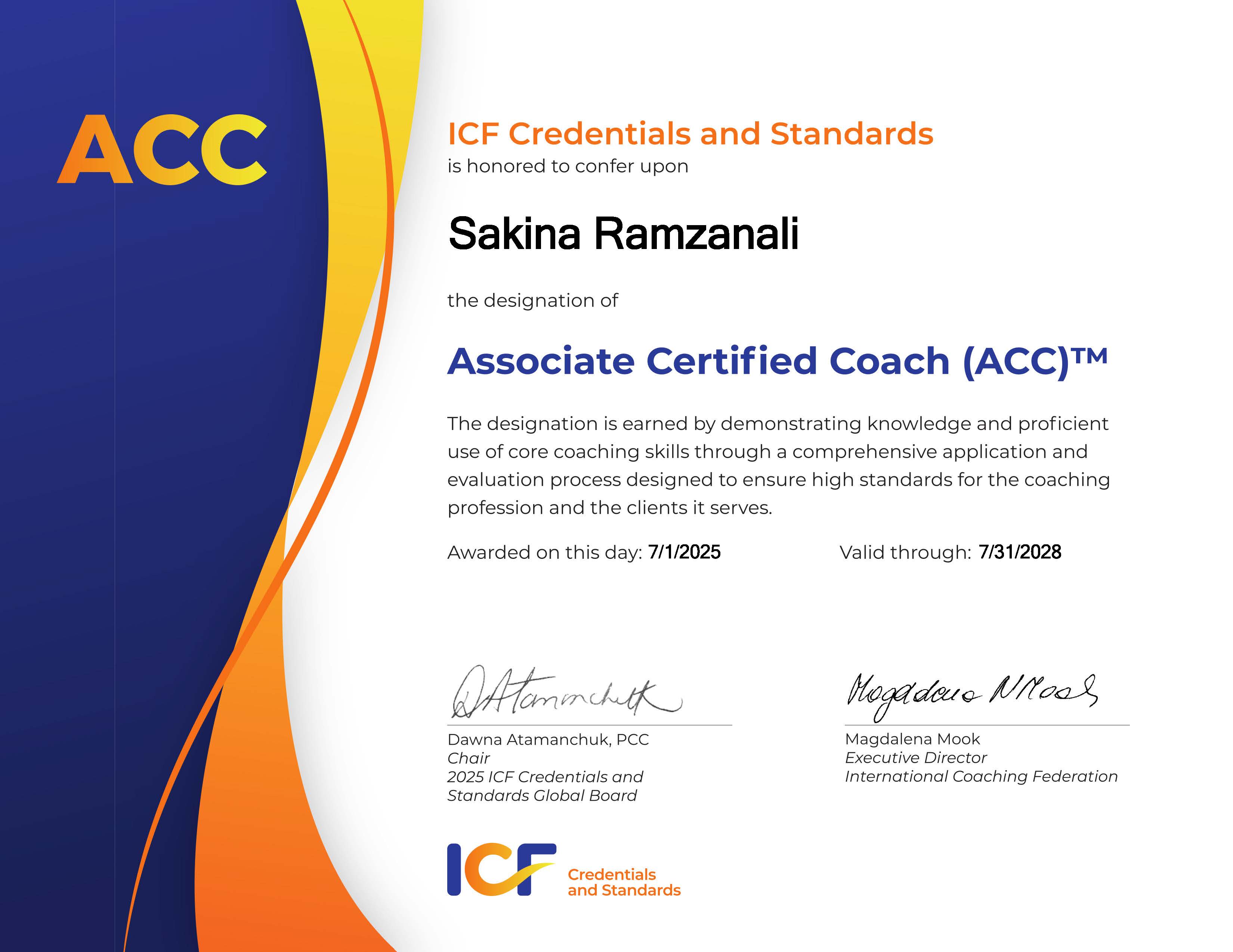 Associate Certified Coach (ACC)